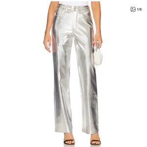 WeWoreWhat Silver Metallic Wide-Leg Pants